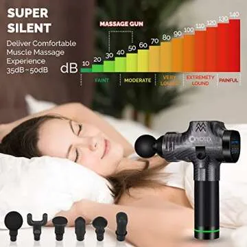 cryotex Massage Gun – Deep Tissue Handheld Percussion Massager – Six Different Heads for Different Muscle Groups - 20 Speed Options
