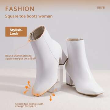 IDIFU Women’s Aliza Square Toe Block Heel Ankle Boots