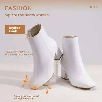 IDIFU Women’s Aliza Square Toe Block Heel Ankle Boots