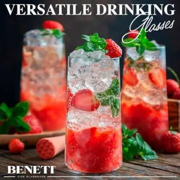 BENETI Modern Crystal Glass Cups, Tall Highball Drinking Glasses Set of 4 | Made in Europe | Water and Juice Kitchen Glassware (18 Onces)