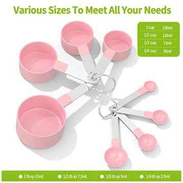 Measuring Cups and Spoons Set, 8 PCS Stackable Measuring Spoons with Stainless Steel Handle, Accurat...