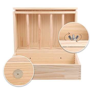 Rabbit Hay Feeder and Litter Pan Combo, Wooden Hay Feeder for Rabbit and Guinea Pig,Self Stand Feeding Manger for Rabbit and Guinea Pig,Large Hay Dispenser with Litter Box Toilet (Medium)