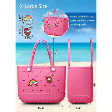 Beach Bag Rubber Tote Bag - Waterproof Travel Bag for Women Washable Tote Bag Handbag for Sports Bea...