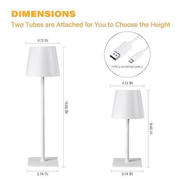 CHLORANTHUS 2 Pack Cordless Table Lamps, 3 Colors Stepless Dimming, 5000mAh Rechargeable Battery LED Desk Lamp for Bedroom/Couple Dinner/Desk/Cafe/Dining Room/Terrace