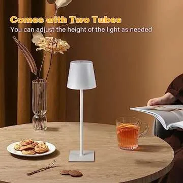 CHLORANTHUS 2 Pack Cordless Table Lamps, 3 Colors Stepless Dimming, 5000mAh Rechargeable Battery LED Desk Lamp for Bedroom/Couple Dinner/Desk/Cafe/Dining Room/Terrace