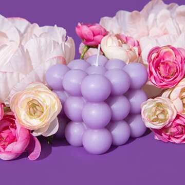 Loftern Purple Lavender Scented Bubble Candle - Handmade, Natural Soy Wax Based, Uniquely Aesthetic ...