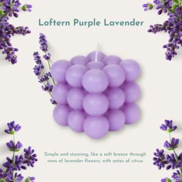 Loftern Purple Lavender Scented Bubble Candle - Handmade, Natural Soy Wax Based, Uniquely Aesthetic Shaped Candles - Decorative Candles for Home Decor, Velas Aromaticas