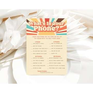 Here Comes The Son Baby Shower Games and Activities - 50 Pack, Retro Sunshine Theme, Price is Right, and What's in Your Phone?, Fun Babyshower Games.