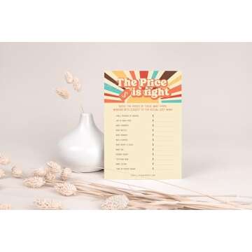 Here Comes The Son Baby Shower Games and Activities - 50 Pack, Retro Sunshine Theme, Price is Right, and What's in Your Phone?, Fun Babyshower Games.