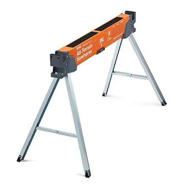 Bora Portamate All-Terrain Sawhorse Pair–Two Pack,Tap to Adapt Swivel Leg for Stability on Uneven Surfaces. Folding Saw Horses for Table Stand,Woodworking,Carpenters,Contractors,PM-4520T ,Orange