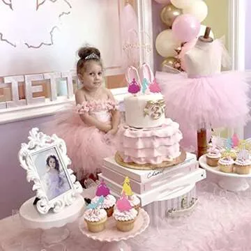 36 PCS Princess Cupcake Toppers Glitter Mermaid Girl Castle Carriage High Heel Crown Cupcake Picks Fairytale Princess Theme Baby Shower Girls Birthday Party Cake Decorations Supplies Colorful