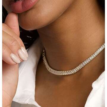 Foxgirl 18k Gold Plated Tennis Necklace for Women