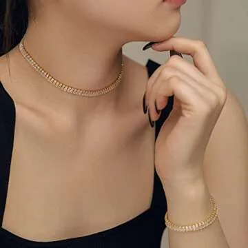 Foxgirl 18k Gold Plated Tennis Necklace for Women