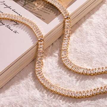 Foxgirl 18k Gold Plated Tennis Necklace for Women