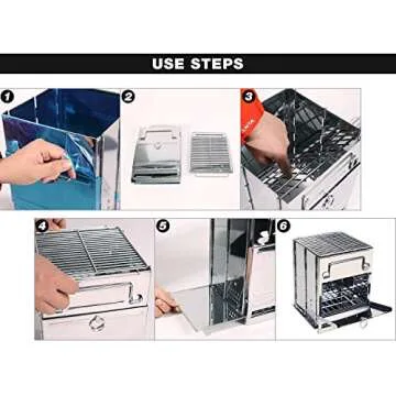 REDCAMP Wood Burning Folding Camp Stove Stainless Steel Grill, Portable Collapsible Backpacking Stove Survival Rocket Stove for Hiking Outdoor Tent Camping Picnic BBQ, Large