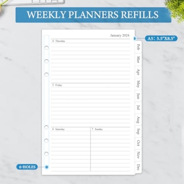 2024 Weekly & Monthly Planner Refill for A5 Binders