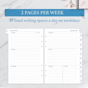 2024 Weekly & Monthly Planner Refill for A5 Binders