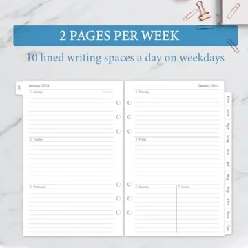 2024 Weekly & Monthly Planner Refill for A5 Binders