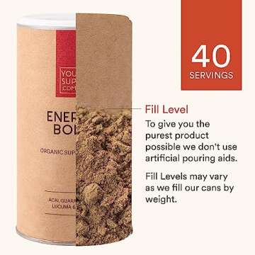 Your Super Energy Bomb – Pre-Workout Superfood Energy Drink Booster, With Banana, Guarana, Açaí, Berry, Maca Root, and Lucuma (40 Servings)