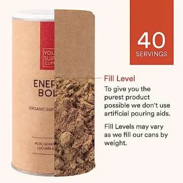 Your Super Energy Bomb – Pre-Workout Superfood Energy Drink Booster, With Banana, Guarana, Açaí, Berry, Maca Root, and Lucuma (40 Servings)