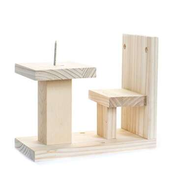 Squirrel Feeder with Corn Holder and Chair Made of Premium Quality Natural Cedar Wood – Squirrel Feeders for Outside Trees are a Great Gift for Grandpa