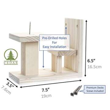 Squirrel Feeder with Corn Holder and Chair Made of Premium Quality Natural Cedar Wood – Squirrel Feeders for Outside Trees are a Great Gift for Grandpa
