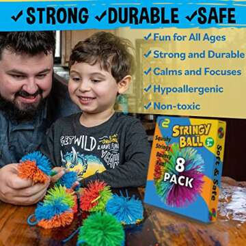 Stringy Balls & Sensory Toys for Kids - 8 Pack Fun
