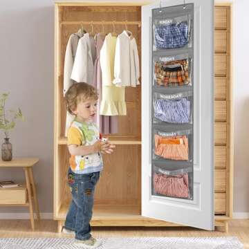 TEMUORG 2 Pcs Day of Week Clothing Organizer Monday to Friday School Clothes Organizer for Kids Weekly Hanging Closet Organizer (GREY)