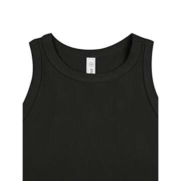 LASLULU Womens Sleeveless Tank Tops Workout Yoga Racerback Crop Tops Loose Athletic Sport Shirts Muscle Tank Casual Summer Outfits 2025(Black Large)