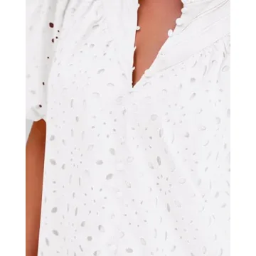 BTFBM Women's Eyelet Lace Blouse for Summer Style