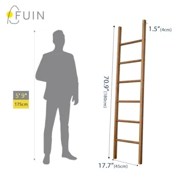 FUIN Rustic Wooden Blanket Ladder for Stylish Home Decor