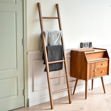 FUIN Rustic Wooden Blanket Ladder for Stylish Home Decor