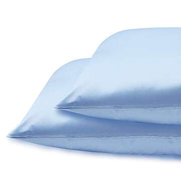 Silky Satin Pillow Cases Set of 2, Soft Satin Pillowcases for Hair and Skin, Satin Pillow Covers with Zipper Closure, Standard Size 20x26 Inches, Light Blue