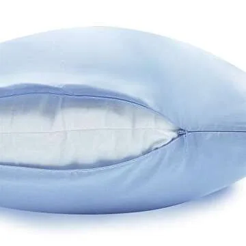 Silky Satin Pillow Cases Set of 2, Soft Satin Pillowcases for Hair and Skin, Satin Pillow Covers with Zipper Closure, Standard Size 20x26 Inches, Light Blue