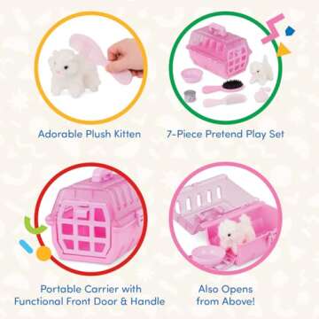 Battat- Play Circle- Pet Carrier – Stuffed Animal Kitten – Plush Toys- Pretend Play – 3 years ...