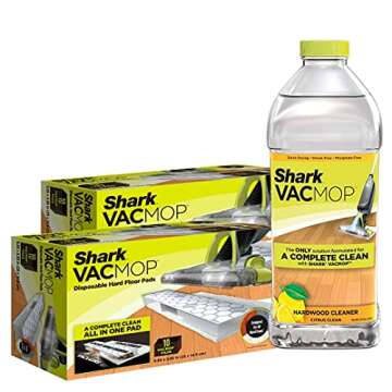 Shark VACMOP Bundle - Shark VMP20 VACMOP Pad Refills (20 ct.) - 1 Bottle of VCW60 Hardwood Cleaner C...