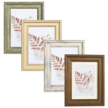 Rustic 4x6 Picture Frame Set of 4 with Tempered Glass