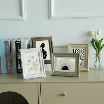 Rustic 4x6 Picture Frame Set of 4 with Tempered Glass