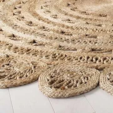 SAFAVIEH Natural Fiber Collection Area Rug - 3' Round, Natural, Handmade Boho Charm Braided Jute, Ideal for High Traffic Areas in Living Room, Bedroom (NF805B)