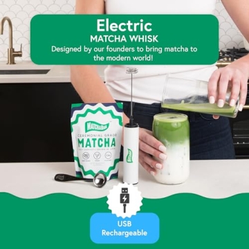 USB-Rechargeable MatchaBar Electric Milk Frother Dual Speed