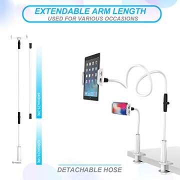 Cell Phone Holder, Lamicall Gooseneck Phone Holder : Adjustable Phone Mount Cradle Stand Compatible with Switch, Phone 11 Pro XS Max XR X 8 7 6 6s Plus, More 4.7-7.9 inch Devices