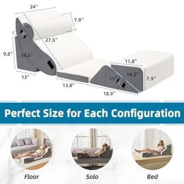 HABUTWAY 6Pcs Bed Wedge Pillow, Orthopedic Wedge Pillow for Sleeping with Memory Foam, Wedge Pillow ...