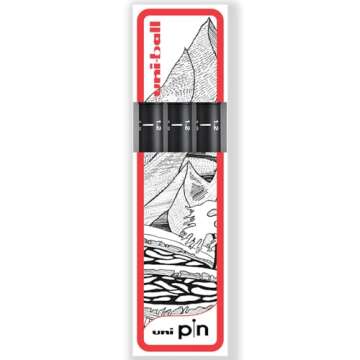 Uni Pin Fineliner Drawing Pen - Black Ink - 1.2mm Nib - Pack of 3