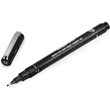 Uni Pin Fineliner Drawing Pen - Black Ink - 1.2mm Nib - Pack of 3