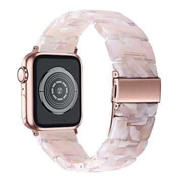 OCEBEEC Resin Bands Compatible with Apple Watch 38mm 40mm 41mm 42mm 44mm 45mm, Light Resin Strap Bracelet Replacement for iWatch SE Series 7/6/5/4/3/2/1 Women Men (Pink Flower, 38mm/40mm/41mm)