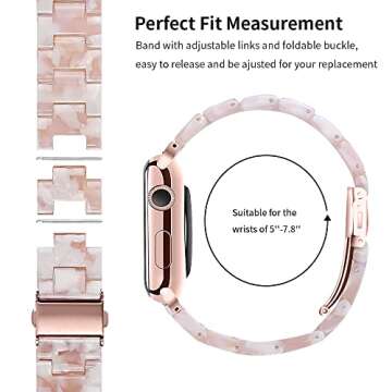 OCEBEEC Resin Bands Compatible with Apple Watch 38mm 40mm 41mm 42mm 44mm 45mm, Light Resin Strap Bracelet Replacement for iWatch SE Series 7/6/5/4/3/2/1 Women Men (Pink Flower, 38mm/40mm/41mm)