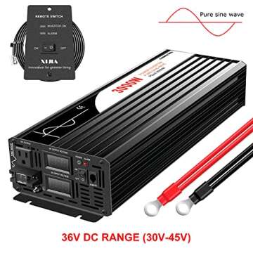 Xijia 3000W (Peak Power 6000W) Pure Sine Wave Inverter DC 36V to AC 120V 60HZ Solar Converter for Ho...