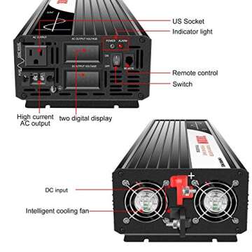 Xijia 3000W (Peak Power 6000W) Pure Sine Wave Inverter DC 36V to AC 120V 60HZ Solar Converter for Home Use car (DC36V (Range 30V-45V) 3000W)