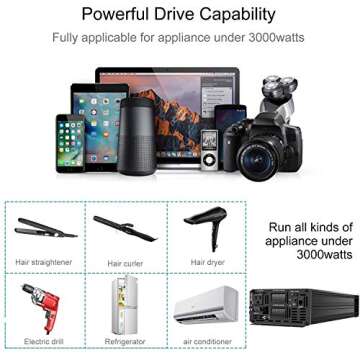 Xijia 3000W (Peak Power 6000W) Pure Sine Wave Inverter DC 36V to AC 120V 60HZ Solar Converter for Home Use car (DC36V (Range 30V-45V) 3000W)