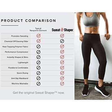 Sweat Shaper Women's Sauna Leggings Compression High Waist Yoga Pants Thermo Sweat Capris (Black, X-Large)